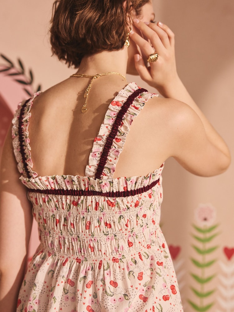 Cath Kidston Ecru Cherry Jersey Short Pyjamas Set - Image 6 of 6