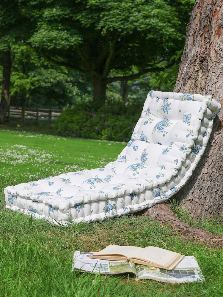Dibor Blue Heritage Bloom Cotton Blend Bench Cushion - Image 1 of 4