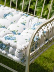 Dibor Blue Heritage Bloom Cotton Blend Bench Cushion - Image 2 of 4