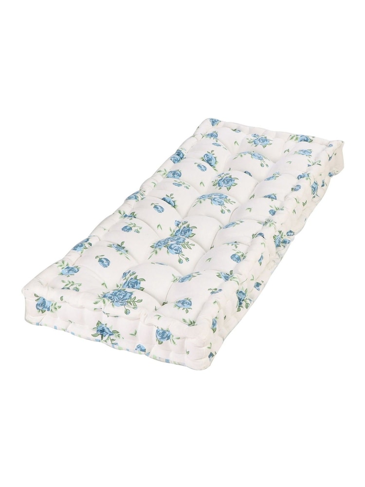 Dibor Blue Heritage Bloom Cotton Blend Bench Cushion - Image 4 of 4