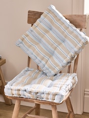 Dibor Set of 2 Blue Oxford Stripe Seat Cushions - Image 1 of 4