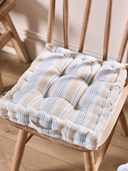 Dibor Set of 2 Blue Oxford Stripe Seat Cushions - Image 2 of 4