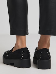 Simply Be Black Extra Wide Fit Stud Detail Chunky Loafers - Image 2 of 4