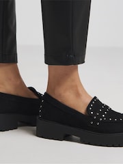 Simply Be Black Extra Wide Fit Stud Detail Chunky Loafers - Image 4 of 4