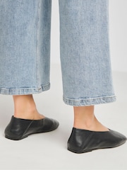 Simply Be Black Wide Fit Soft Leather High Cut Ballerina - Image 2 of 4