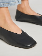 Simply Be Black Wide Fit Soft Leather High Cut Ballerina - Image 4 of 4