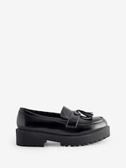 Simply Be Black Wide Fit Tassel Detail Chunky Loafers - Image 1 of 1