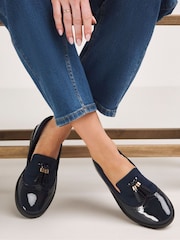 Simply Be Blue Wide Fit Tassle Trim Slipper Cut Loafers - Image 1 of 3