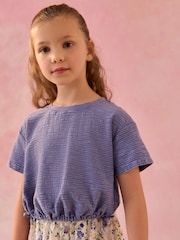 Blue Ruched Hem Textured T-Shirt (3-16yrs) - Image 1 of 8