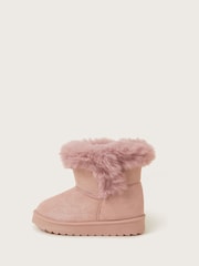 Monsoon Pink Glitter Suedette Ankle Boots - Image 1 of 3