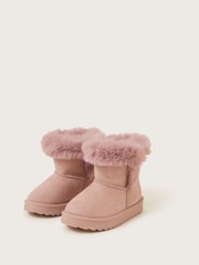 Monsoon Pink Glitter Suedette Ankle Boots - Image 2 of 3