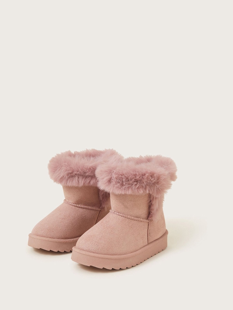 Monsoon Pink Glitter Suedette Ankle Boots - Image 2 of 3