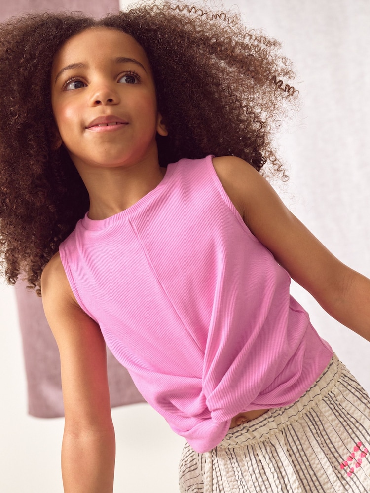 Pink Wrap Front Rib Vest (3-16yrs) - Image 1 of 8