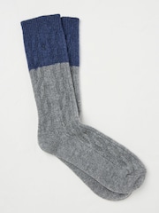 FatFace Grey Cashmere Blend Cable Socks - Image 1 of 2