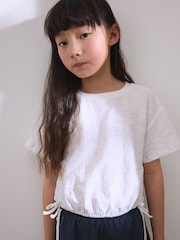 White Ruched Hem Textured T-Shirt (3-16yrs) - Image 1 of 3