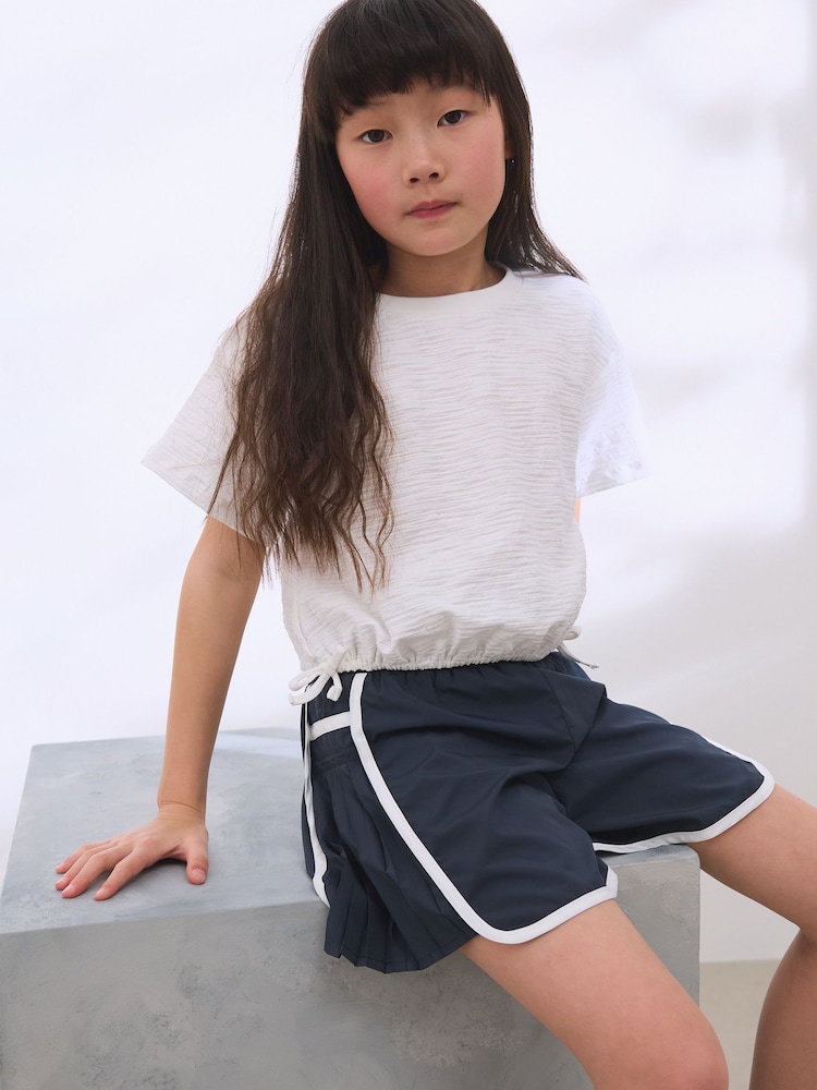 White Ruched Hem Textured T-Shirt (3-16yrs) - Image 2 of 3