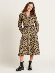 Brakeburn Gold Charlotte Midi Shirt 100% Cotton Dress - Image 2 of 4