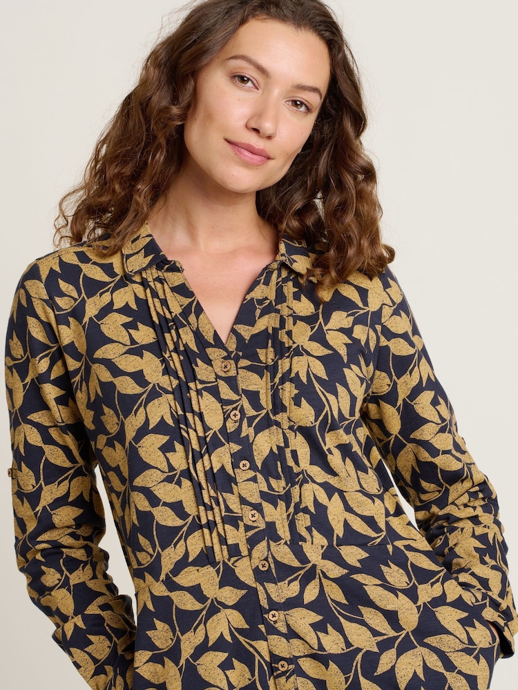 Brakeburn Gold Charlotte Midi Shirt 100% Cotton Dress - Image 4 of 4