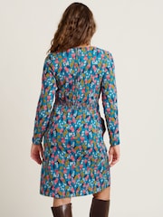 Brakeburn Blue 100% Cotton Trailing Berry Wrap Dress - Image 2 of 4