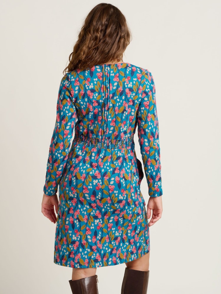 Brakeburn Blue 100% Cotton Trailing Berry Wrap Dress - Image 2 of 4