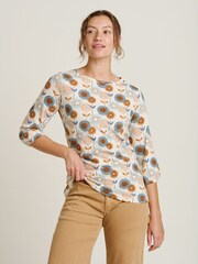 Brakeburn Cream Freya Long Sleeve 100% Cotton T-Shirt - Image 1 of 4