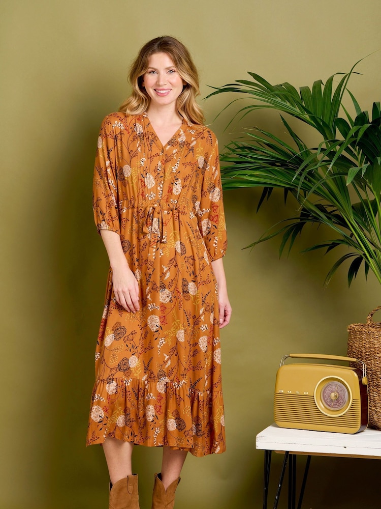 Brakeburn Gold Meadow Midi Dress - Image 1 of 6