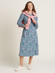 Brakeburn Blue Brushed Leopard Print Midi 100% Cotton Dress - Image 1 of 5