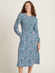 Brakeburn Blue Brushed Leopard Print Midi 100% Cotton Dress - Image 2 of 5