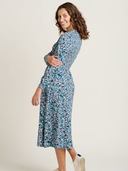 Brakeburn Blue Brushed Leopard Print Midi 100% Cotton Dress - Image 4 of 5
