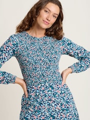 Brakeburn Blue Brushed Leopard Print Midi 100% Cotton Dress - Image 5 of 5