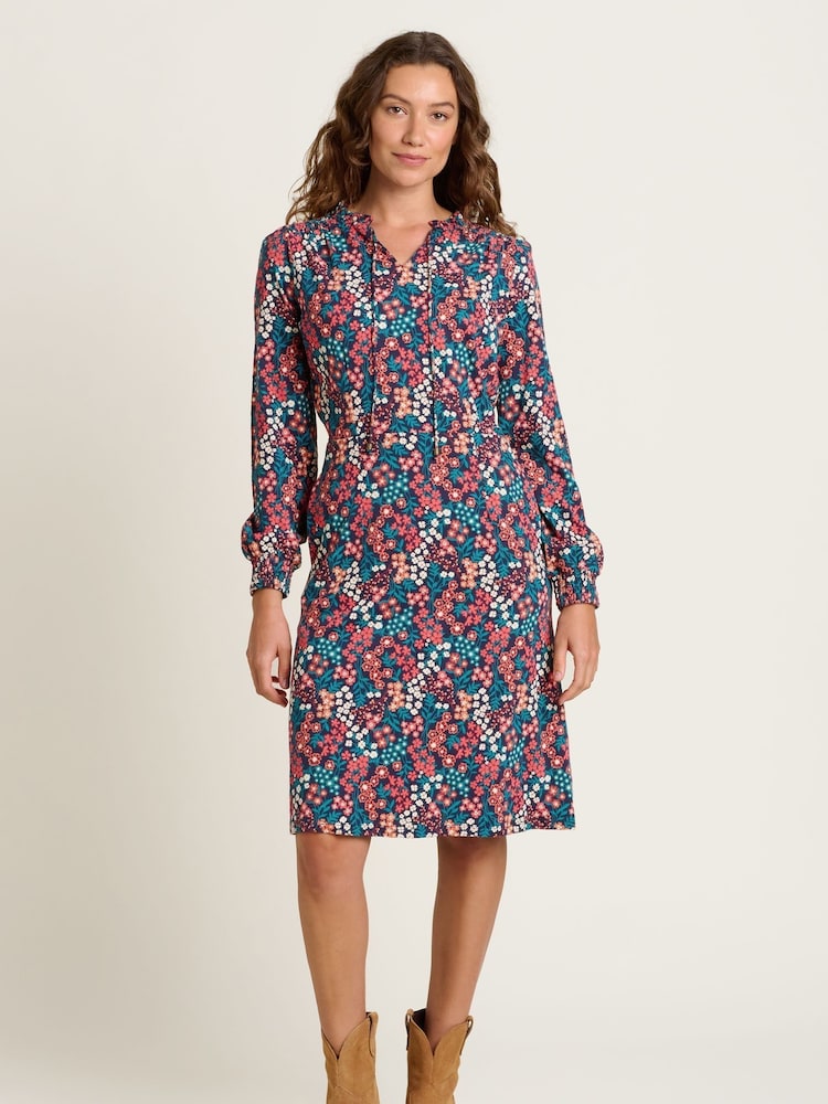 Brakeburn Red Winter Ditsy 100% Cotton Dress - Image 1 of 4