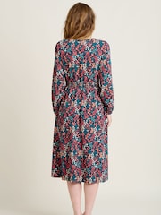 Brakeburn Red Winter Ditsy Midi 100% Cotton Dress - Image 2 of 5