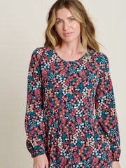 Brakeburn Red Winter Ditsy Midi 100% Cotton Dress - Image 3 of 5