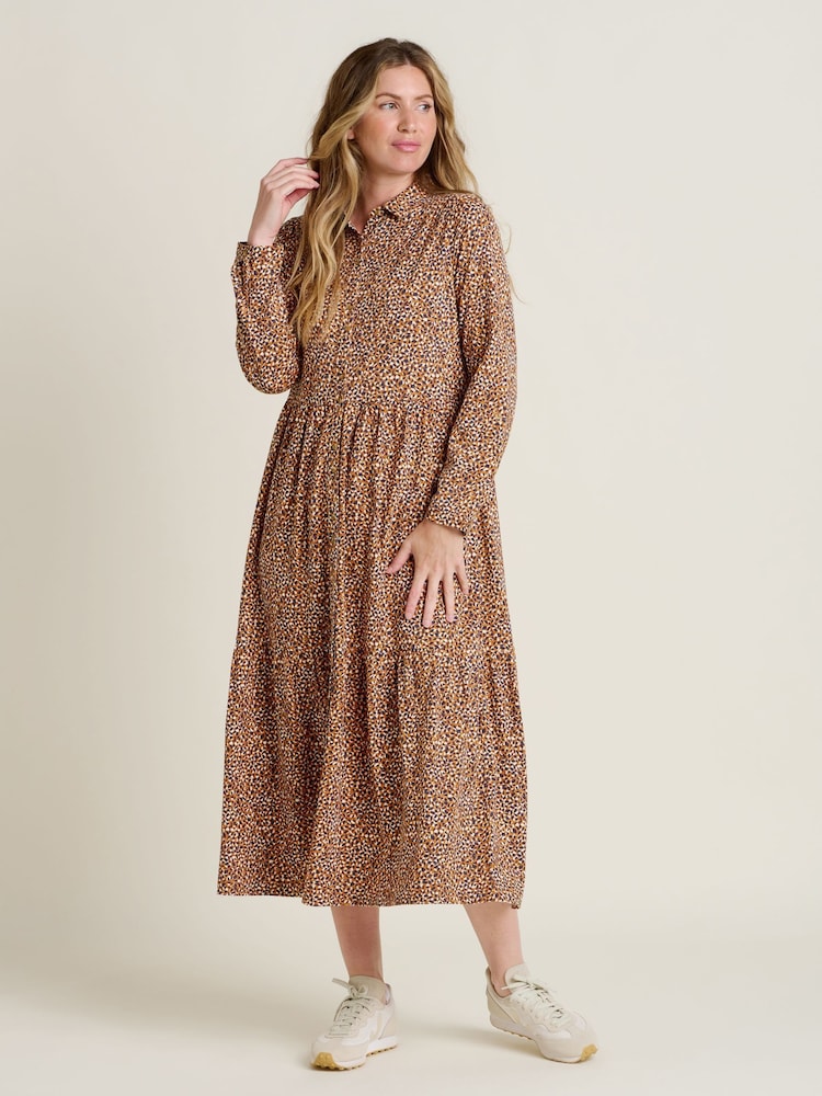 Brakeburn Orange Painted Spot 100% Cotton Maxi Dress - Image 1 of 6