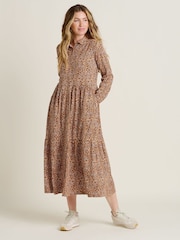 Brakeburn Orange Painted Spot 100% Cotton Maxi Dress - Image 3 of 6