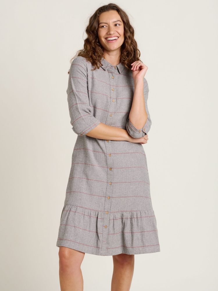 Brakeburn Grey Westbourne Shirt 100% Cotton Dress - Image 2 of 4