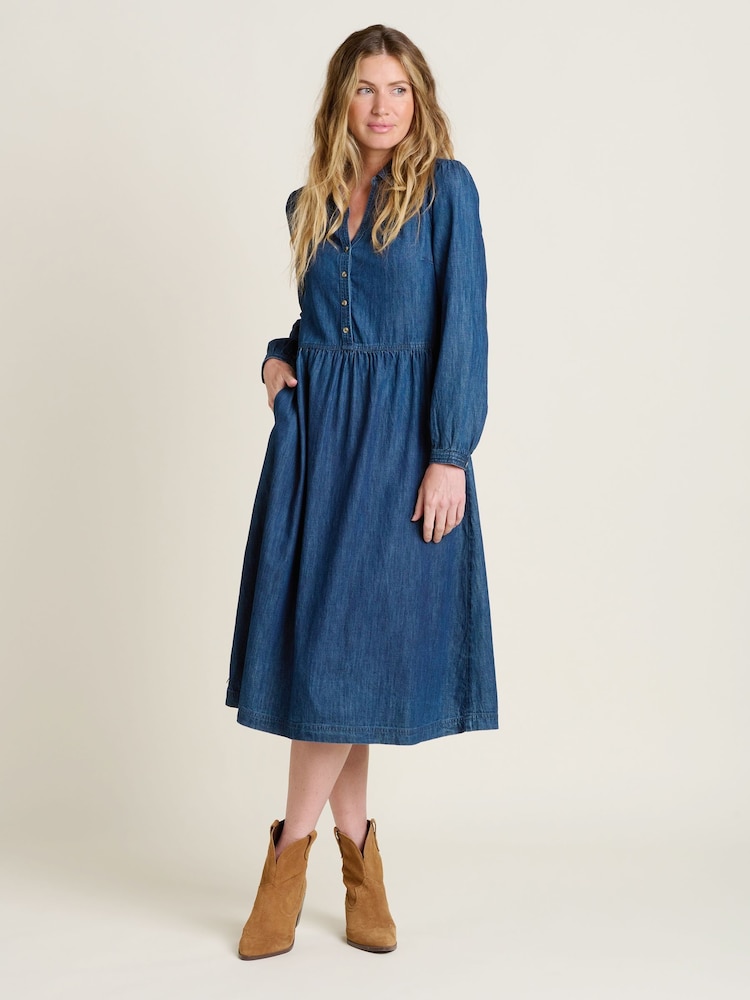 Brakeburn Blue Ashmore 100% Cotton Denim Dress - Image 1 of 5