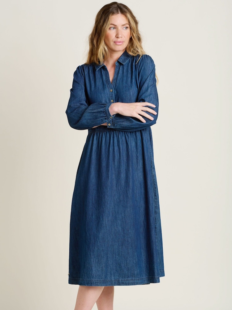 Brakeburn Blue Ashmore 100% Cotton Denim Dress - Image 4 of 5