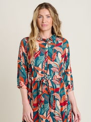 Brakeburn Orange Evergreen Leaves Maxi Shirt Dress - Image 5 of 6
