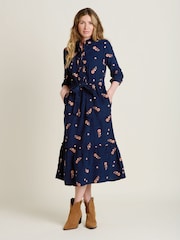 Brakeburn Blue Maeve Maxi Shirt 100% Cotton Dress - Image 2 of 4