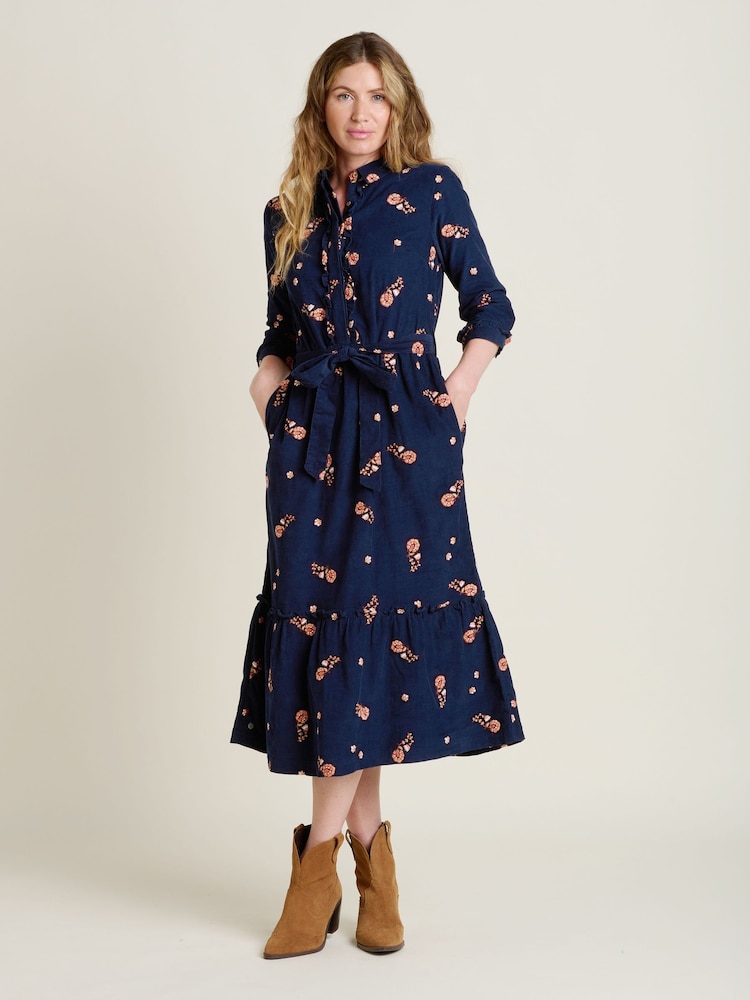Brakeburn Blue Maeve Maxi Shirt 100% Cotton Dress - Image 2 of 4