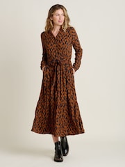 Brakeburn Orange Brush Strokes Maxi Shirt Dress - Image 1 of 5