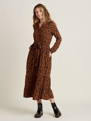 Brakeburn Orange Brush Strokes Maxi Shirt Dress - Image 2 of 5