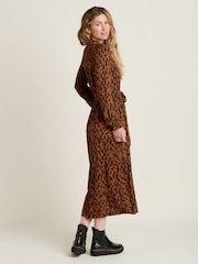 Brakeburn Orange Brush Strokes Maxi Shirt Dress - Image 3 of 5