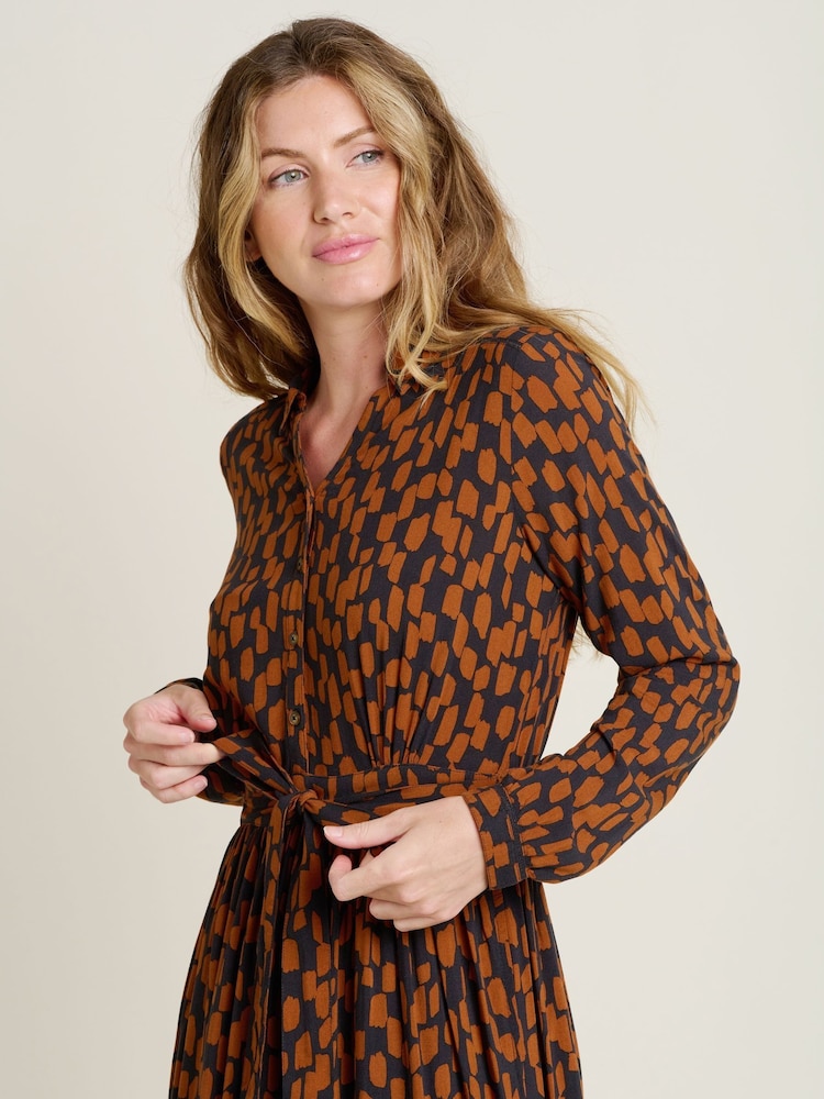Brakeburn Orange Brush Strokes Maxi Shirt Dress - Image 5 of 5