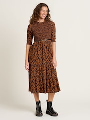 Brakeburn Orange Brush Strokes Midi Dress - Image 2 of 5