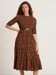 Brakeburn Orange Brush Strokes Midi Dress - Image 3 of 5