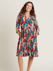 Brakeburn Orange Evergreen Leaves Dress - Image 1 of 4