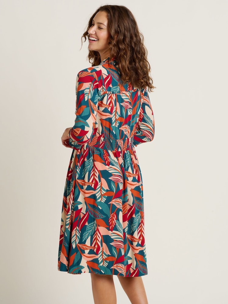 Brakeburn Orange Evergreen Leaves Dress - Image 2 of 4