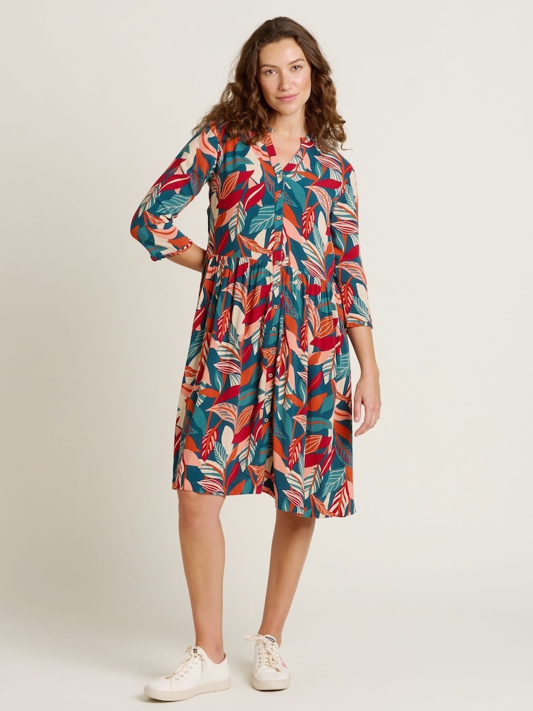 Brakeburn Orange Evergreen Leaves Dress - Image 4 of 4